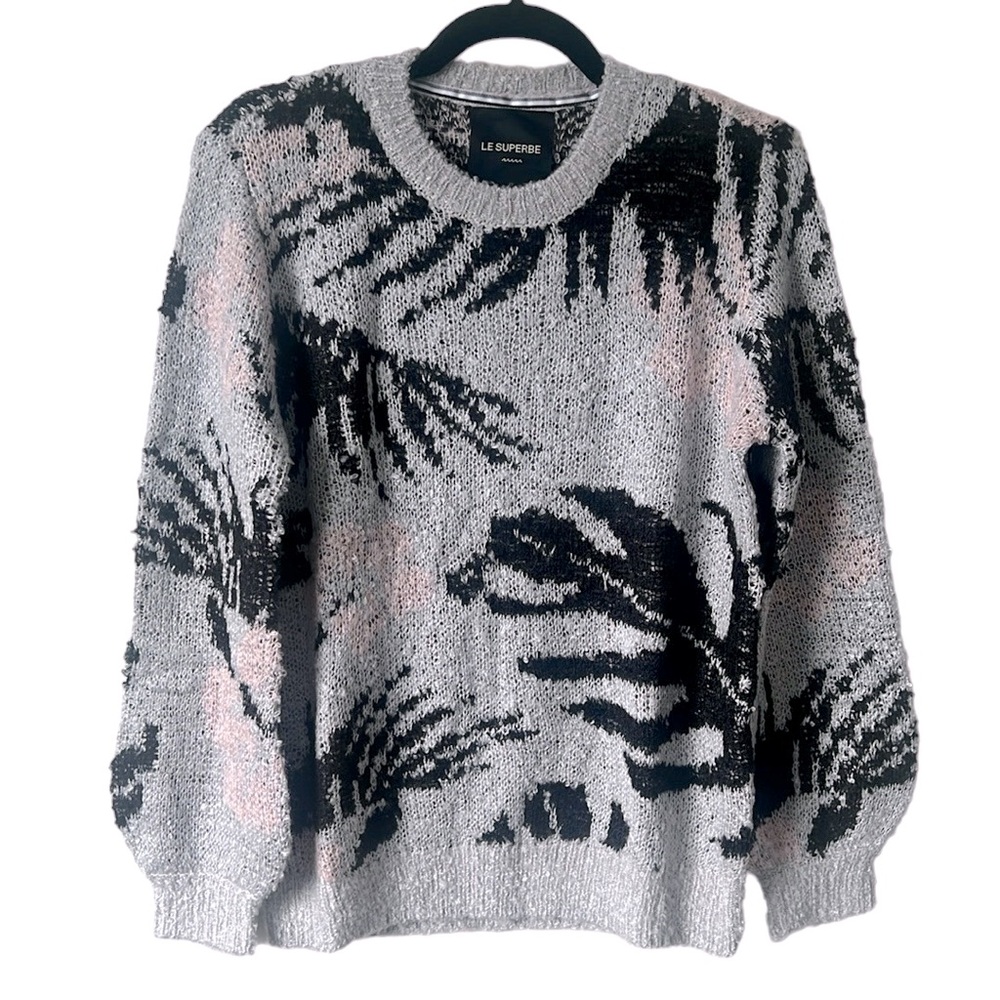Le Superbe Tropi-Call Fuzzy Palm Wool Sweater XS NWT $325